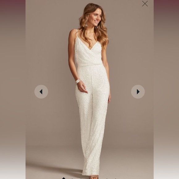 David's Bridal Pants & Jumpsuits Davids Bridal White Sequin